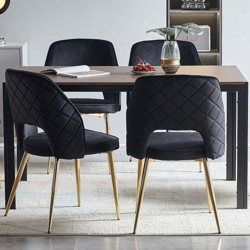 Velvet Dining Chairs with Metal Legs