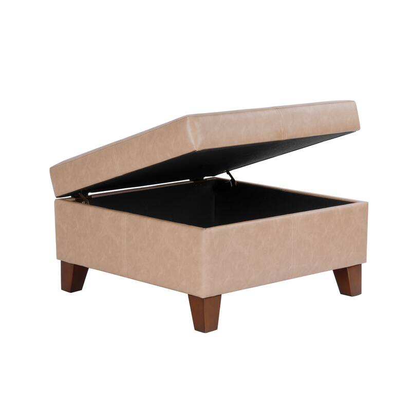 Copper Grove Luxury Large Faux Leather Storage Ottoman