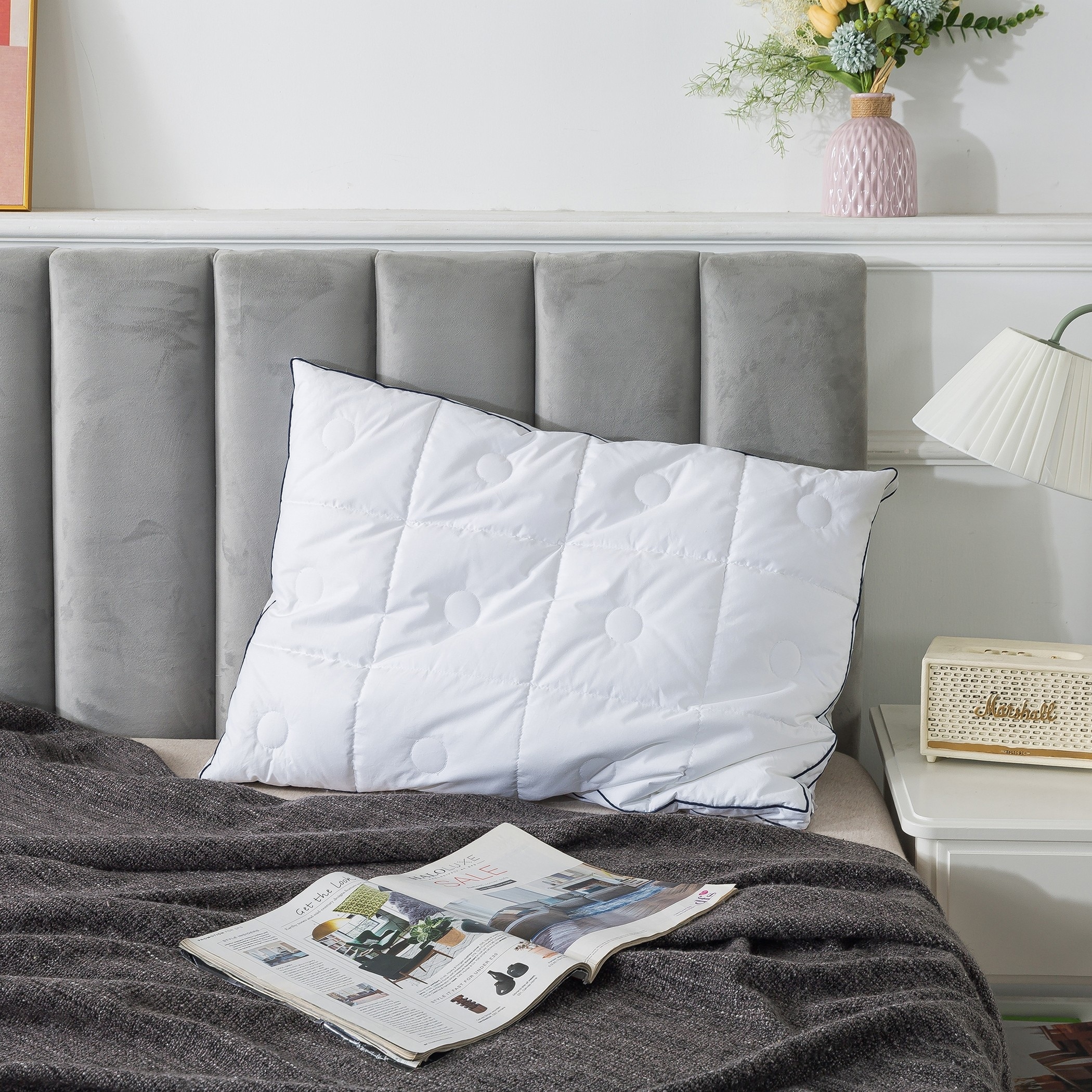 Royal Velvet Gel Fiber Quilted Surround Pillow White On Sale