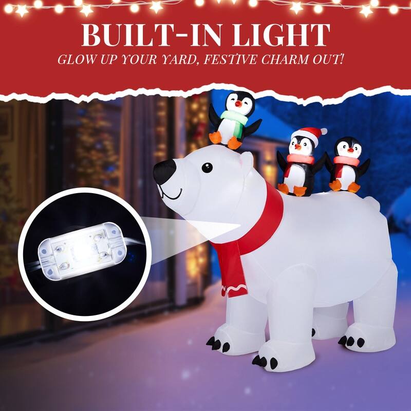 5FT Lighted Polar Bear and Penguis Christmas Inflatable Decoration