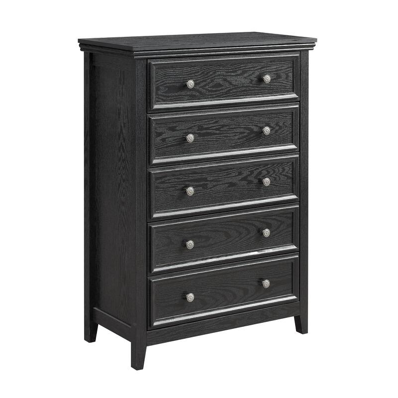 Black Farmhouse 5-Drawer Dresser, Living Room Closet Organizer