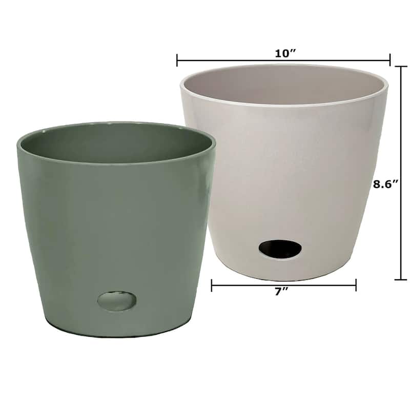 Bamboo Blooms Self-Watering Plant Pot Set of 2,10" Round - 10" Round