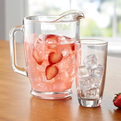 7-Piece Clear Glass Pitcher and Drinkware Tumbler Set-Dishwasher safe - 7piece