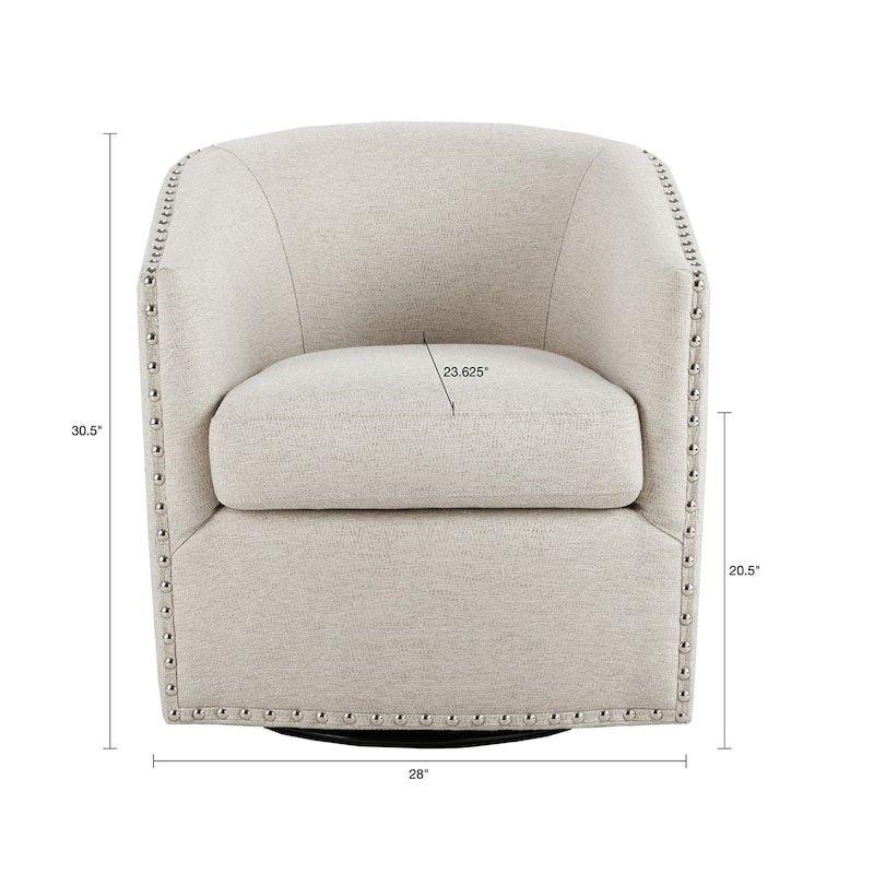 Swivel Barrel Chair With Rivet Detailing and Rotation