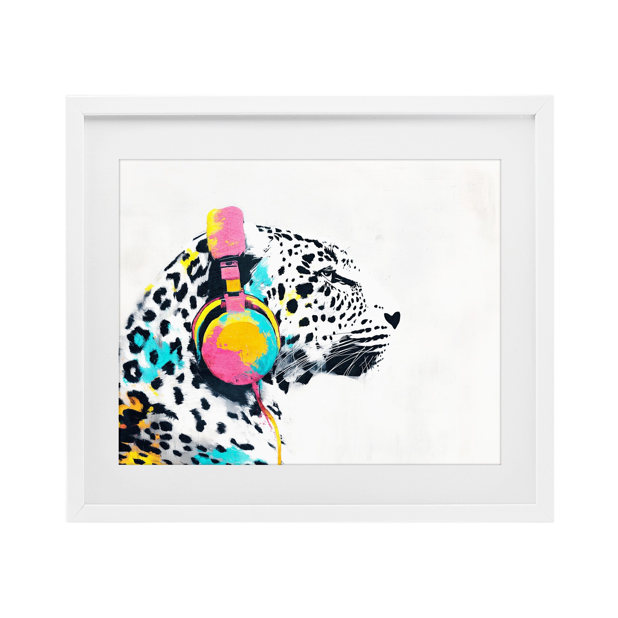 Stupell Leopard On Air Headphones Under Glass Framed Design By Svetlana Aleynikova