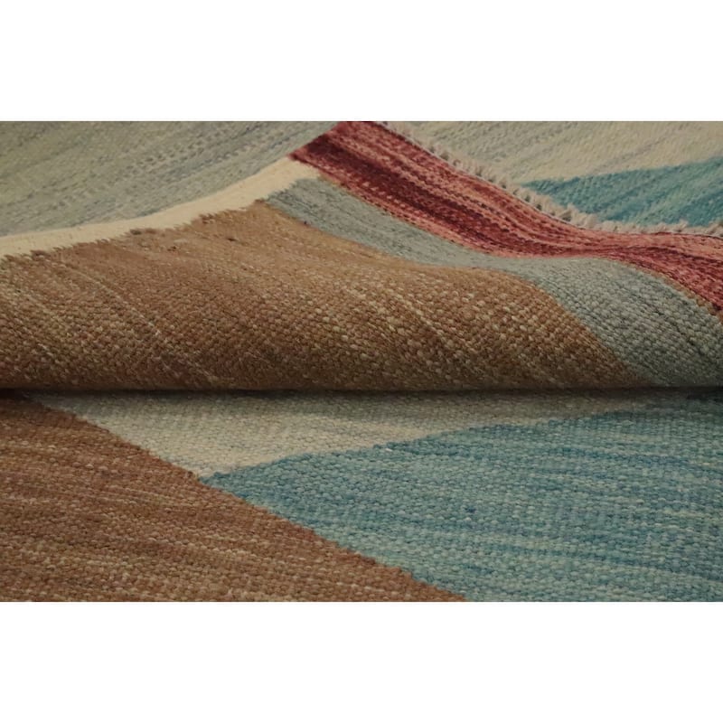 Hand Woven Oriental 100% Wool Carpet Southwestern Tribal Multi-Colored Kilim Area Rug - 6' 6'' X 4' 11''
