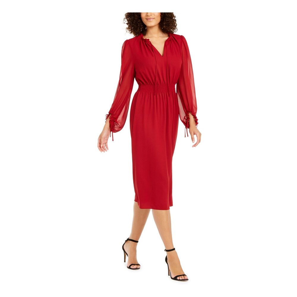 red midi evening dress