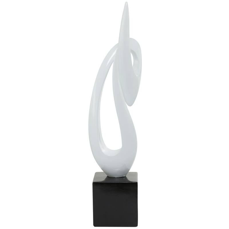 Polystone Abstract Swirl Decorative Sculpture with Black Base - Red, White - Roche River Decor - White