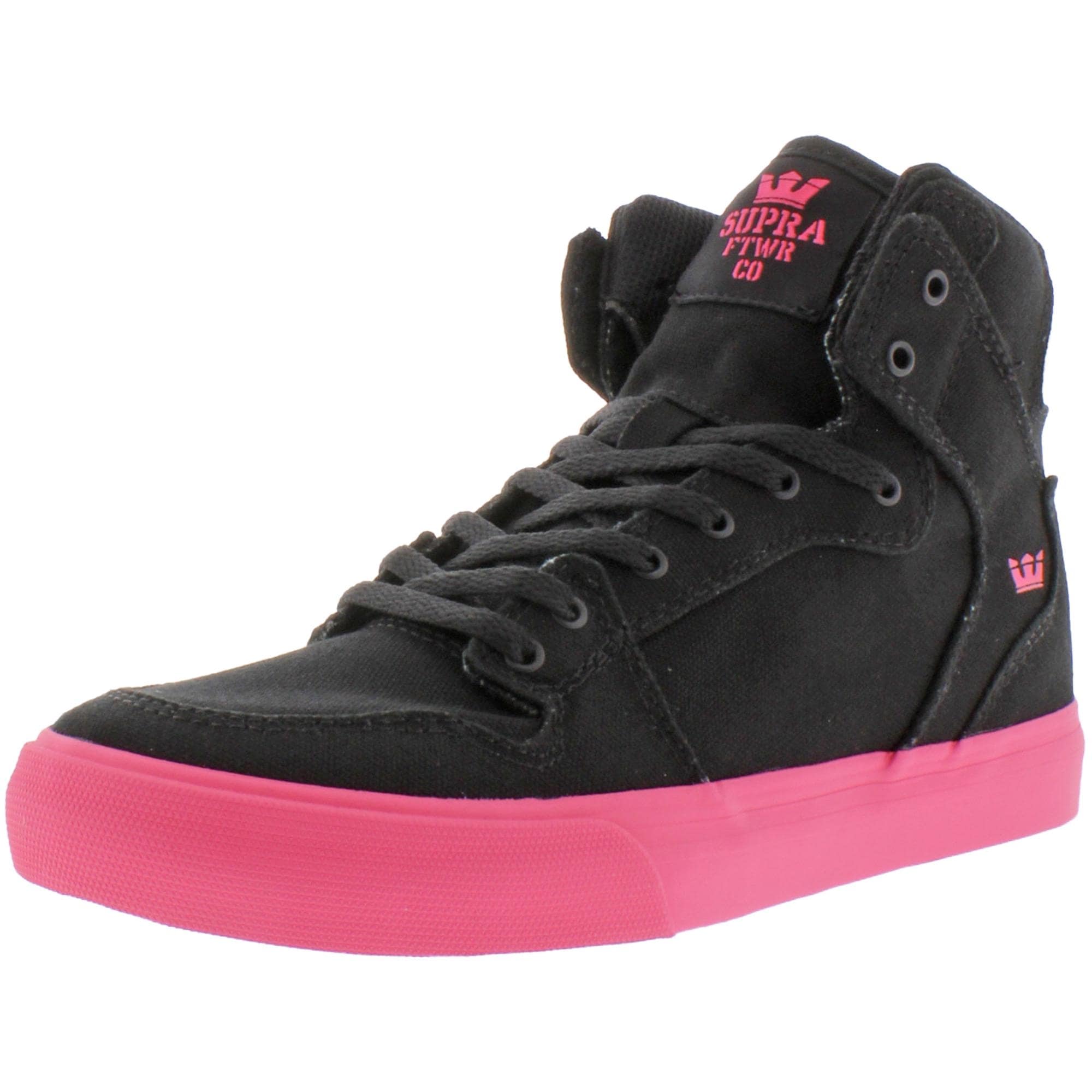 Supra Girls Vaider Skateboarding Shoes Canvas High Top Black Hot Pink Overstock 3477