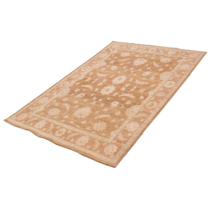 ECARPETGALLERY Hand-knotted Peshawar Oushak Brown Wool Rug - 5'11 x 8'9