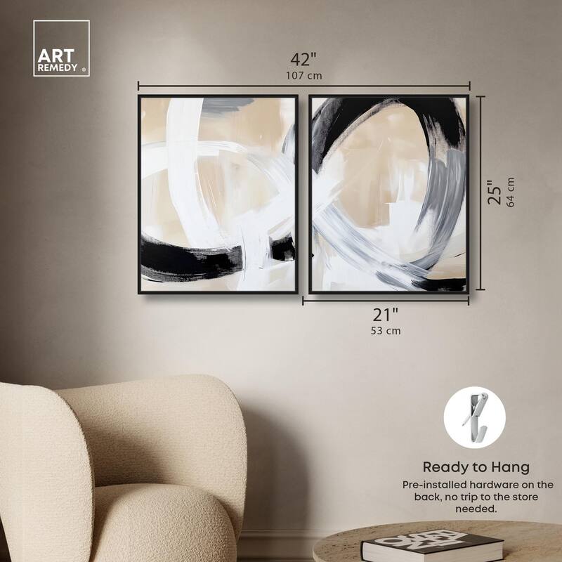 Neutral Interplay I Canvas Set of 2 by Art Remedy