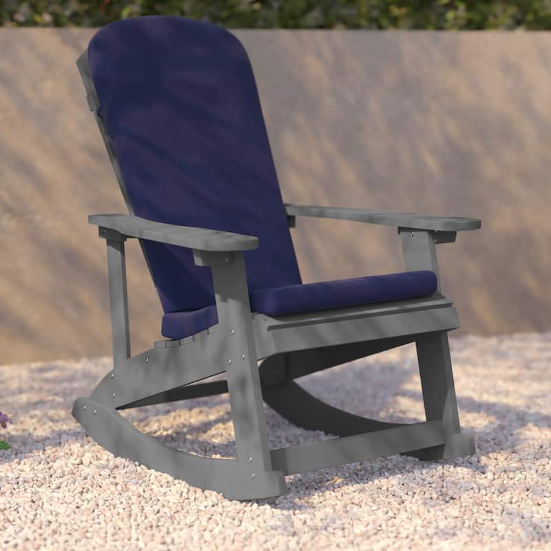 Indoor/Outdoor Rocking Adirondack Chairs with Cushions - Set of 2 - 29.5"W x 37.75"D x 39.5"H