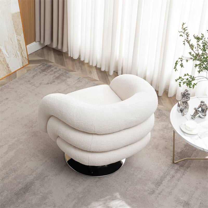 Modern Single Swivel Upholstered Sofa Chair with Base