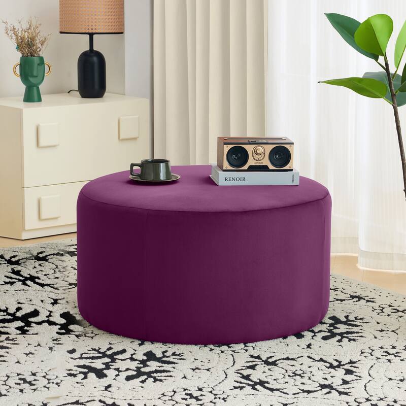 Olias Velvet Upholstered Round Ottoman by Christopher Knight Home