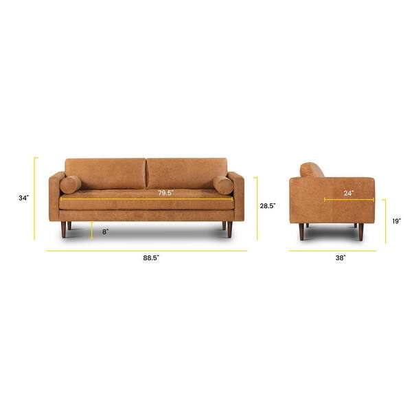 Poly and Bark Napa 88.5" Sofa Genuine Italian Leather On Sale Bed