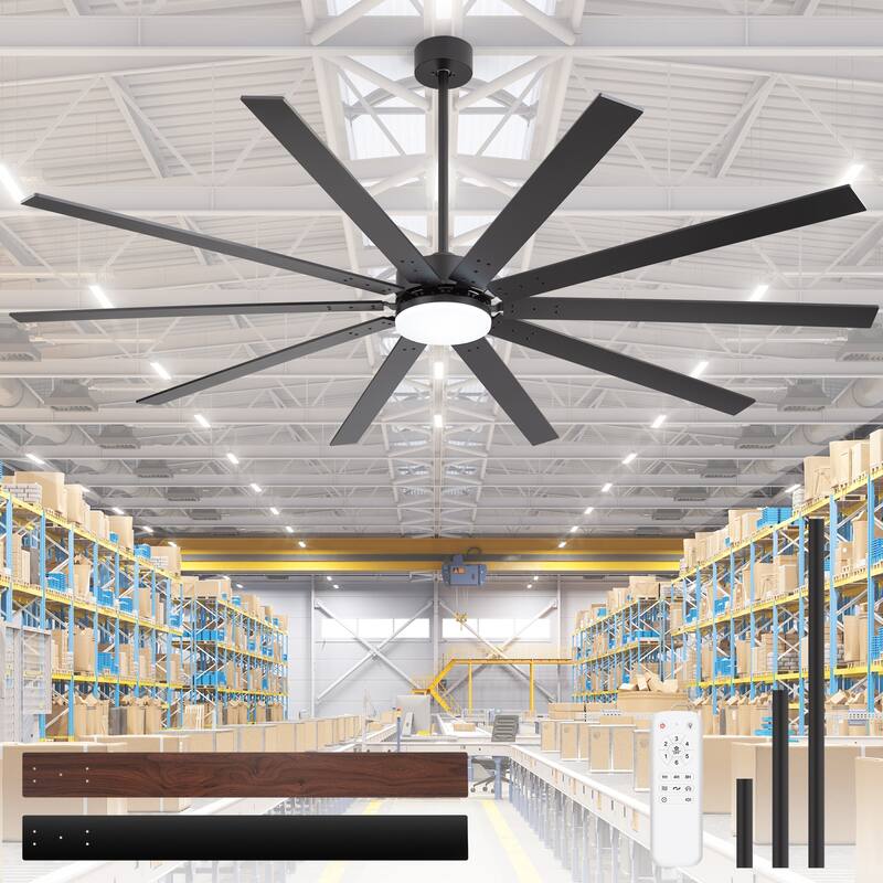 84-Inch Reversible 10-Blade Ceiling Fan with Light Kit and Remote - Remote