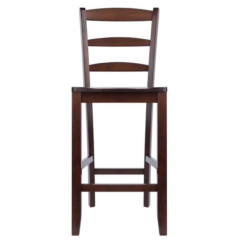 2-Pc Ladder-back Counter Stool Set, Walnut - 16.44 x 19.67 x 39.44 inches