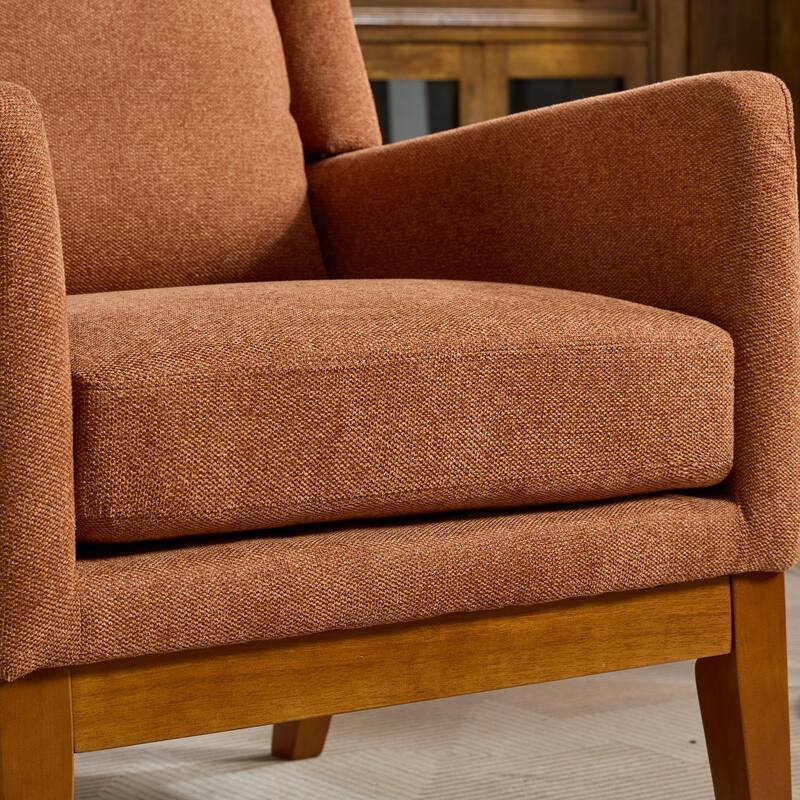 26.18" Wide Accent Chair,Polyester Blend High Back Reading Chair ,Upholstered Armchair Club Chair,Single Sofa with Wood Legs
