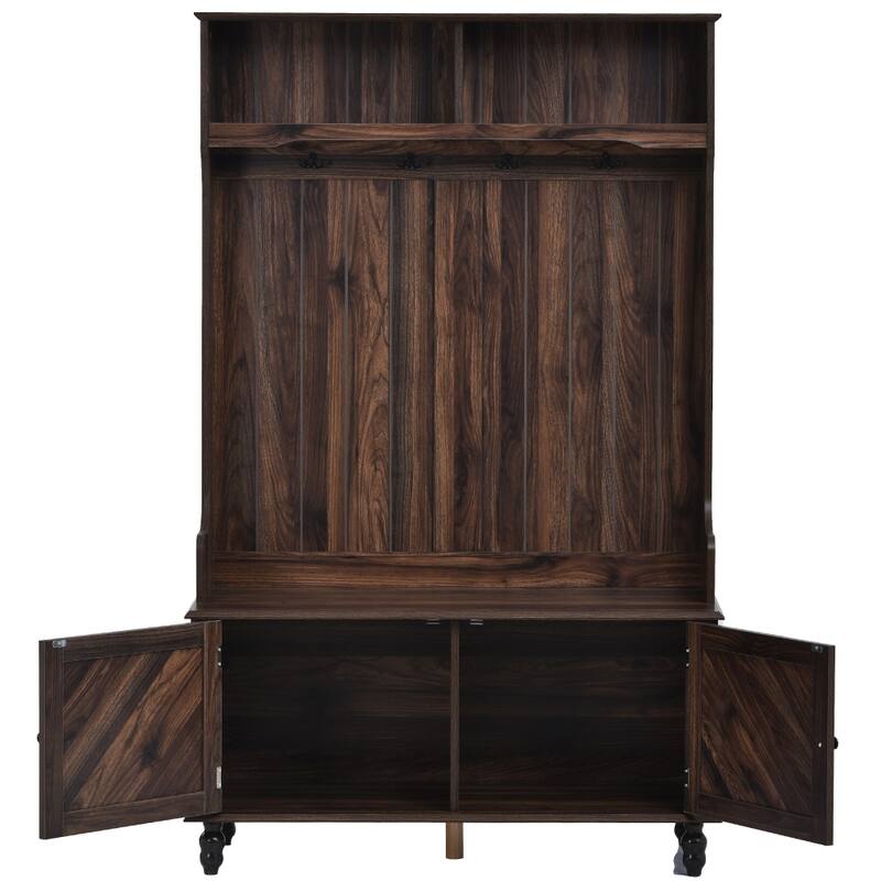 40'' Entryway Bench 3-in-1 Design with 4 Hooks, Coat Hanger and Storage Bench