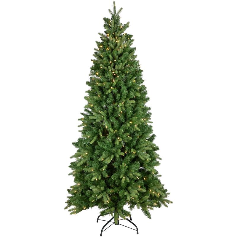 Washington Frasier Fir Multi Function Slim Christmas Tree 7.5' Dual Color Led Lights - 7.5 Foot