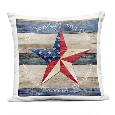 Stupell Patriotic Star & Phrase Printed Outdoor Throw Pillow Design by Susan Arnot