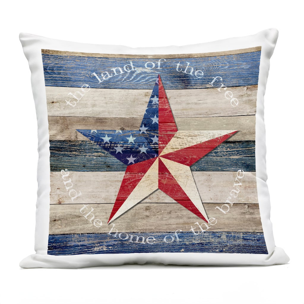 Stupell Patriotic Star & Phrase Printed Outdoor Throw Pillow Design by Susan Arnot