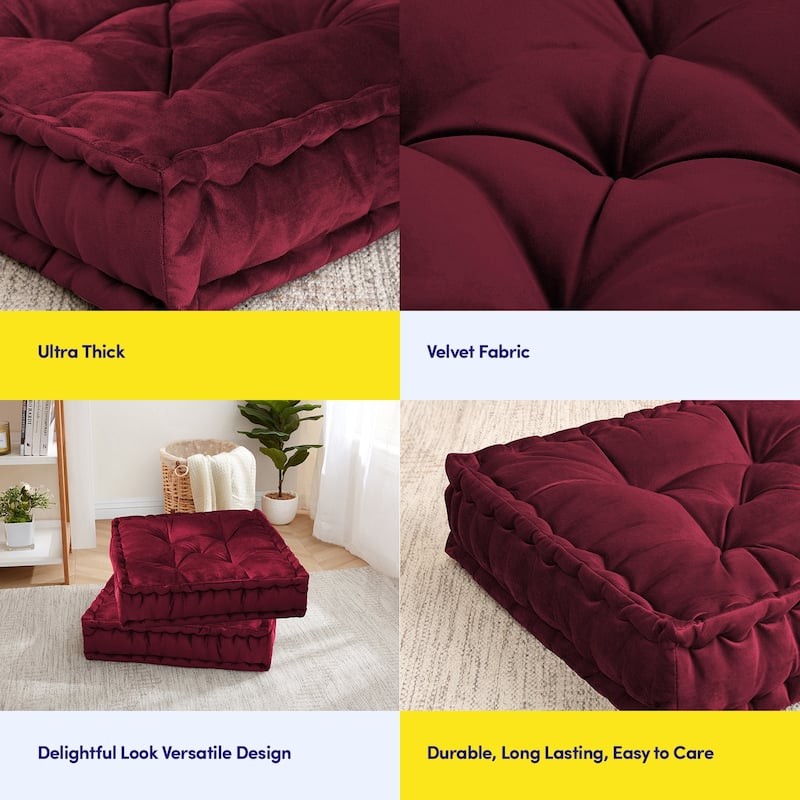 Polyester Tufted Square 20" x 20" Meditation Yoga Floor Pillow