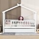 preview thumbnail 26 of 78, Pine Wood House Platform Bed with Trundle and Headboards, Creativity House Shape, Sturdy Construction
