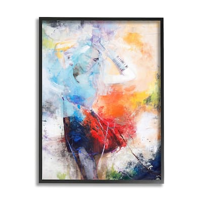Stupell Dancing Woman Abstract Expressive Painting Lively Rainbow Tones Framed Wall Art - Multi-Color