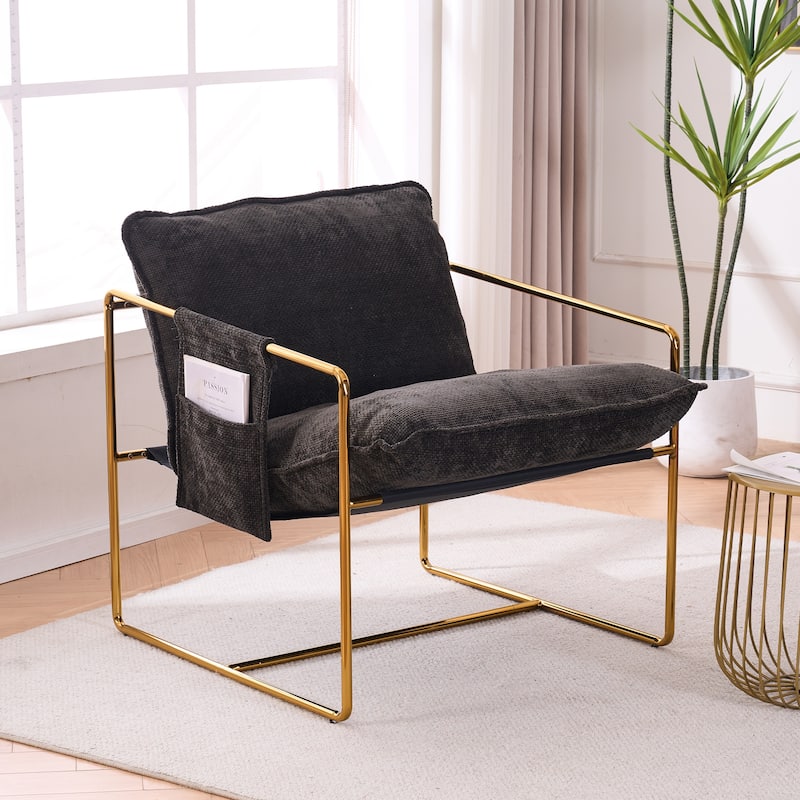 Ouyessir Set of 2 Modern Velvet Accent Chair Linen Sling ArmChair