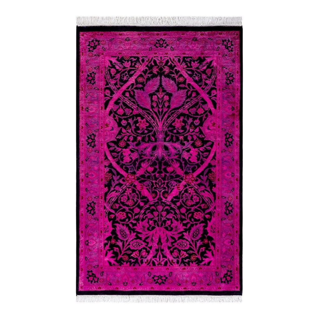 Overton Hand Knotted Wool Vintage Inspired Modern Contemporary Overdyed Pink Area Rug - 2' 8" x 4' 3"