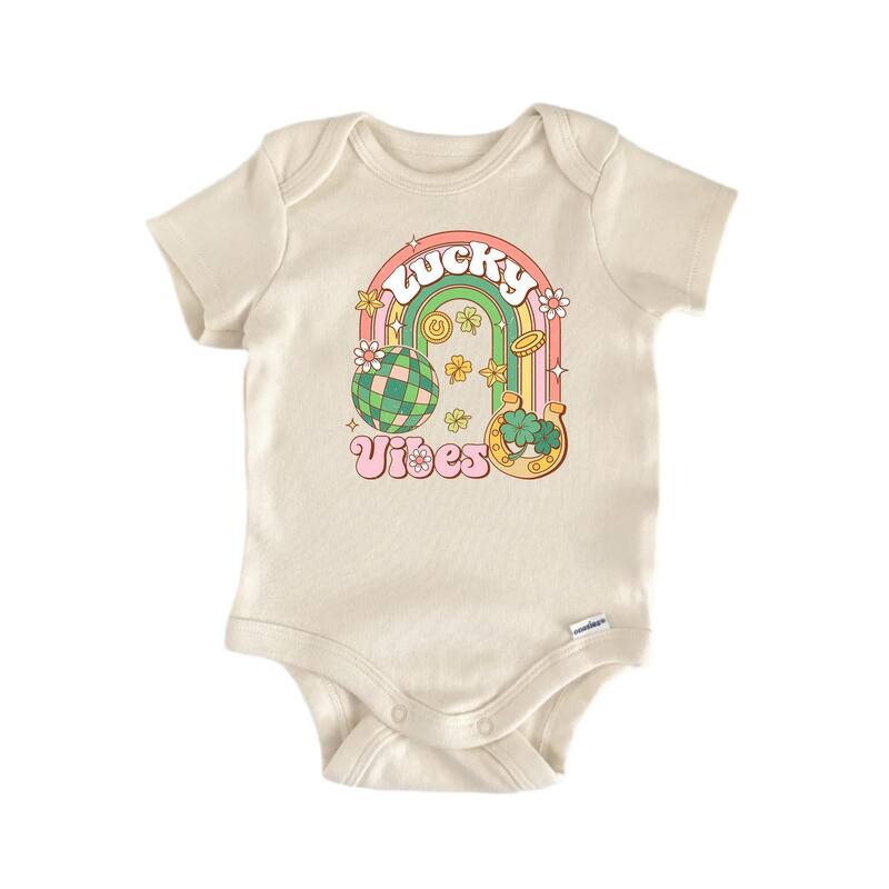 Lucky Vibes St. Patrick's Day - Baby Boy Girl Clothes Bodysuit Funny Cute Newborn - White - 0-3M