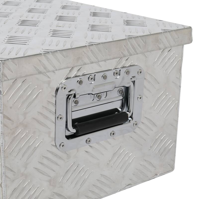 30" Elegant 5-Strips Pattern Aluminum Tool Box Silver