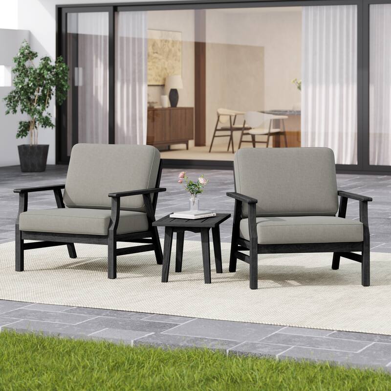 3-piece Cushioned Outdoor Club Chiars With Side Table