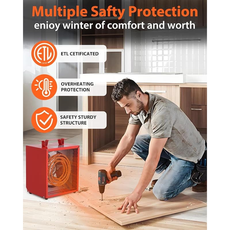 Electric Garage Heater, 3 Settings & Thermostat