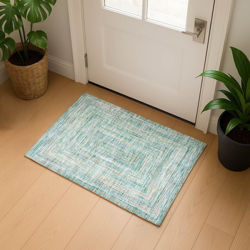 Premium Washable Super Soft Modern Dimensions Mayfield Rug - Teal - 1'8" x 2'6"