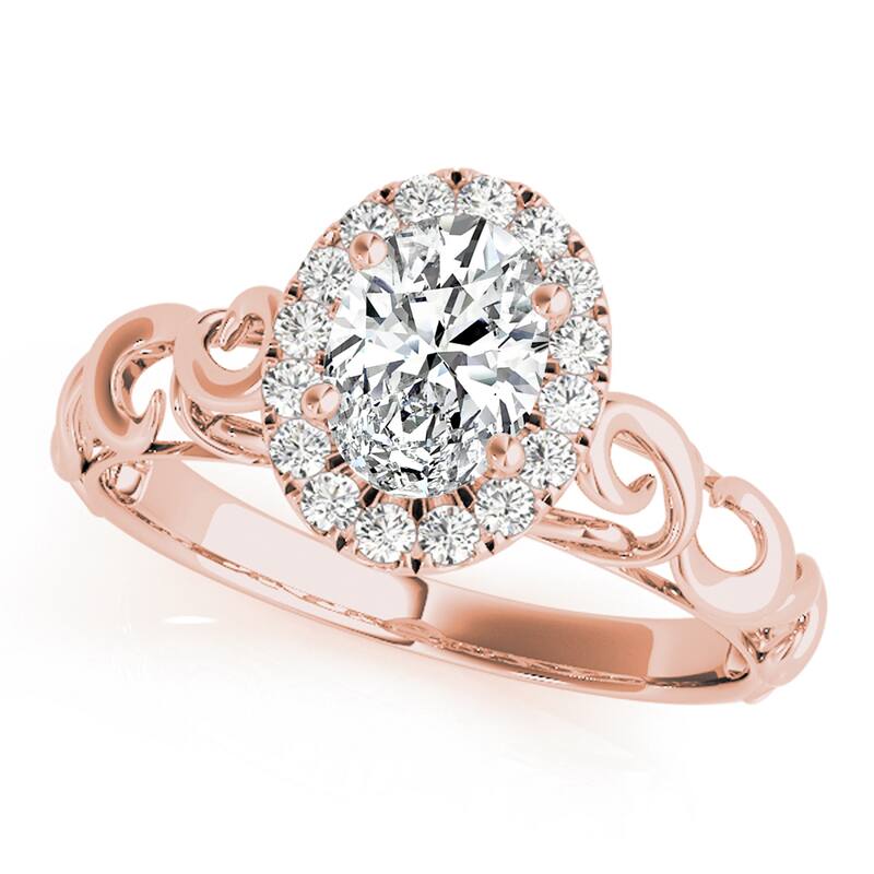 Auriya 14k Rose Gold Lab Grown Oval Diamond Halo Engagement Ring 0.50 to 5.00 ct. tw. (F-G VS) - 1.25 ct. center - 8.5