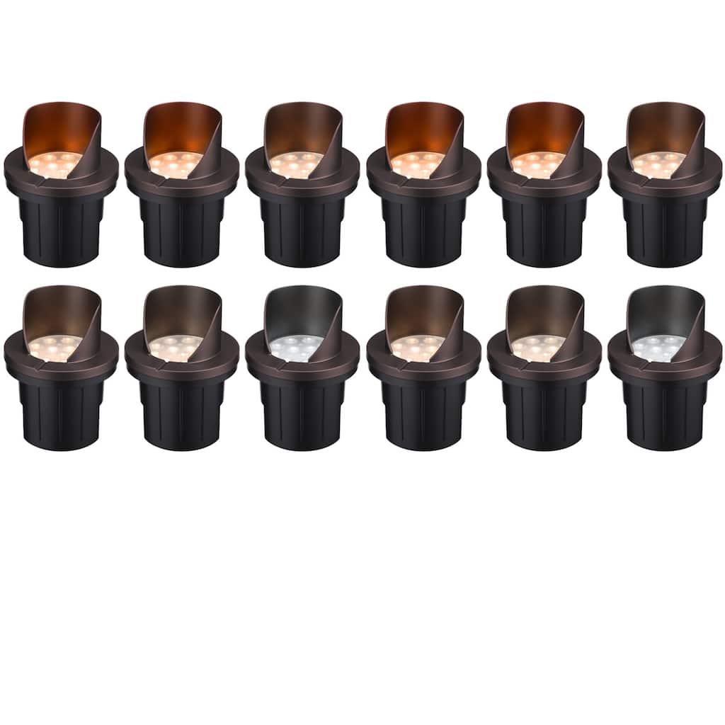 12 Pack Landscape 5W Shielded Well Light Low Voltage 5CCT Selectable