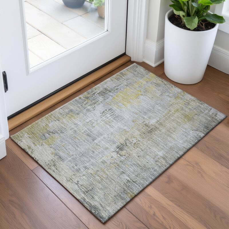 Premium Washable Super Soft Abstract Watercolor Mayfield Rug - Silver - 1'8" x 2'6"