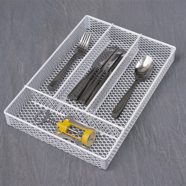 slide 2 of 4, ClosetMaid White Stainless Steel Drawer Utensil Organizer