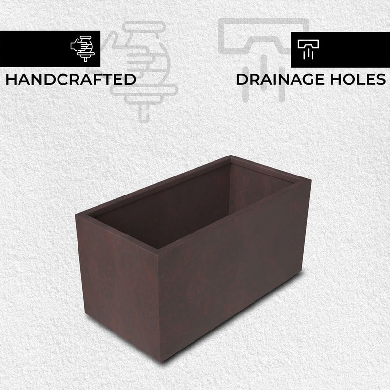 Bloom Rectangular Planter in Fiberstone for Modern Indoor and Outdoor Patio Planter Flower Pot with Drainage