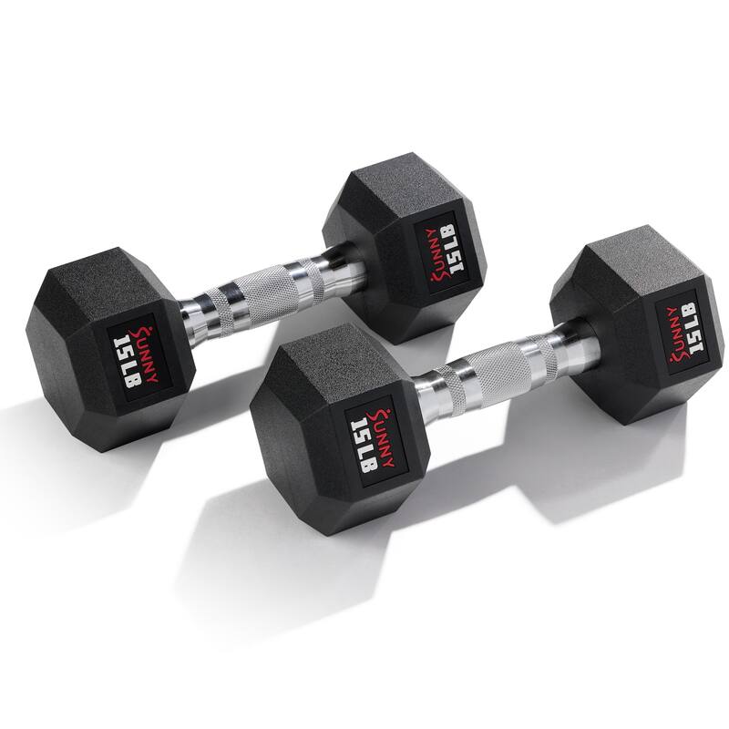Sunny Health & Fitness Core Fit Hex Style Dumbbells 15-Pound (Pair) - SF-DB03-15 - 12.28Lx10.63Wx5.43H - Black - 12.28Lx10.63Wx5.43H - Metal