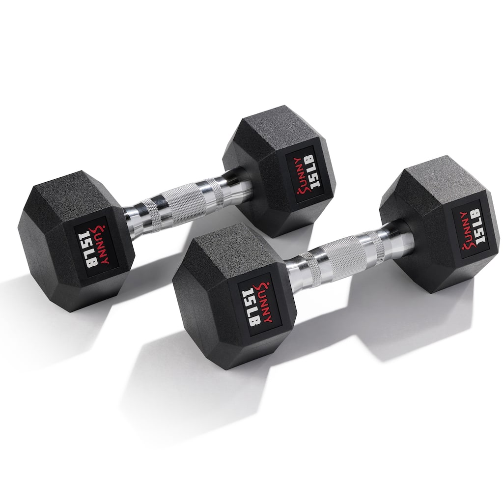 Sunny Health & Fitness Core Fit Hex Style Dumbbells 15-Pound (Pair) - SF-DB03-15 - 12.28Lx10.63Wx5.43H