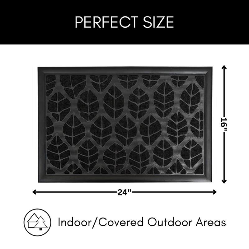Decorative Leaf Pattern Door Mat 24x16 Inch Non-Slip Mat