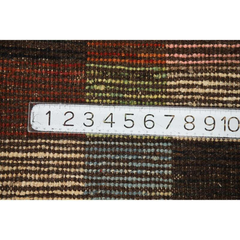 Checkered Muli-Color Moroccan Oriental Area Rug Handmade Wool Carpet - 6'0" x 7'10"