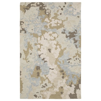 Style Haven Kitt Handmade Wool Abstract Elements Beige/ Blue Area Rug