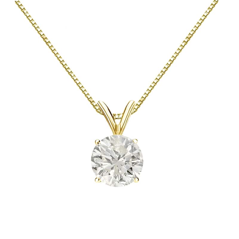 Auriya 14k Gold 1ctw Round Solitaire Diamond Necklace (J-K, SI1-SI2)