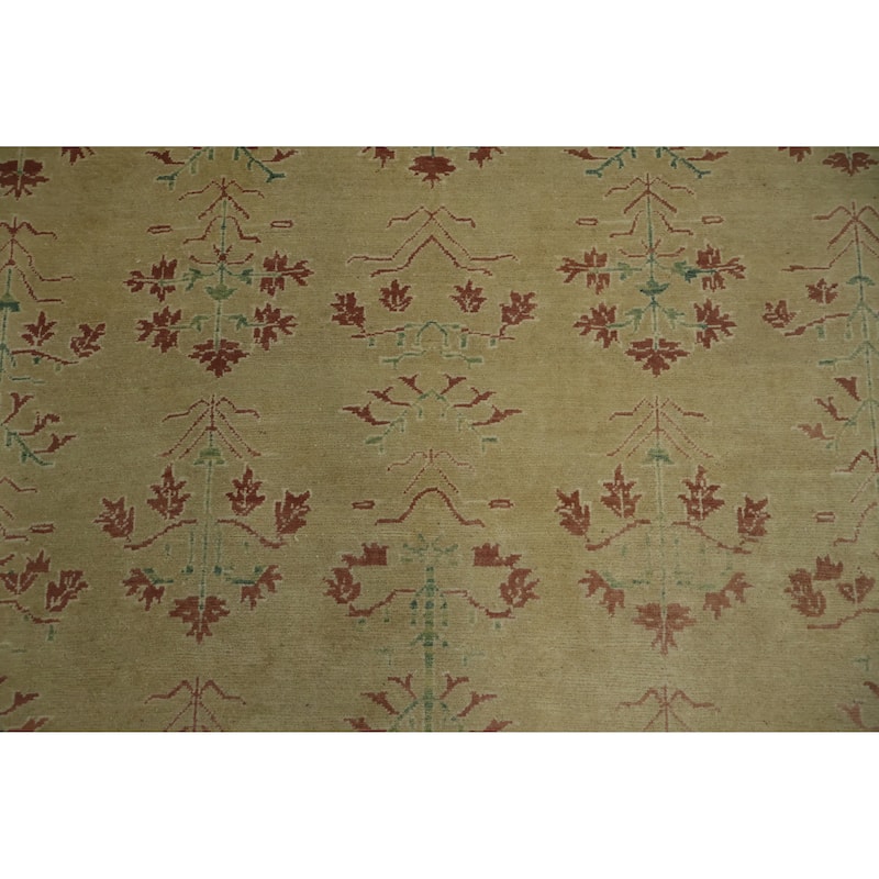 Hand Knotted Oriental 100% Wool Carpet Traditional All-Over Green Ziegler Area Rug - 8' 9'' X 5' 11''