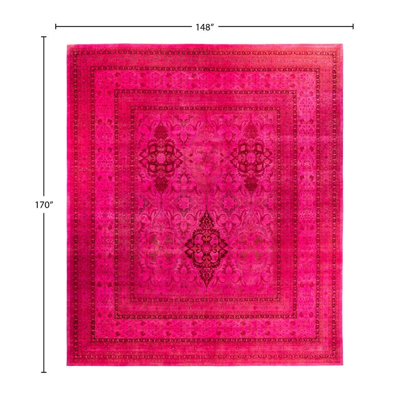 Overdyed One-of-a-Kind Hand-Knotted Area Rug - Pink - 12' 4" x 14' 2"