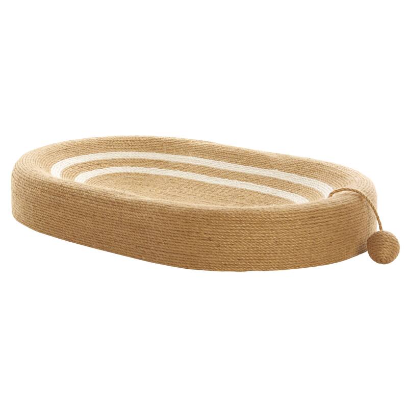 SAFAVIEH Home Natural Ivory 16"W x 24"L x 4"H Cat Scratch Toy Oval Jute Bed - 16''W x 24''L x 4''H